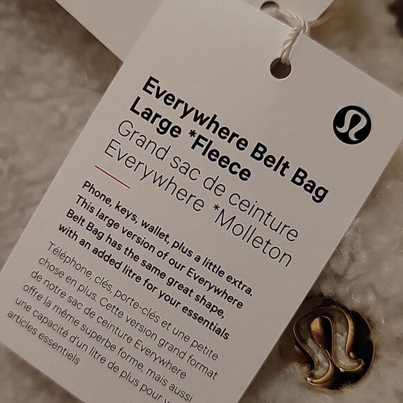 LULULEMON NWT WHITE OPAL/GOLD HARDWARE FLEECE EVERYWHERE BELT BAG LARGE 2L - Picture 11 of 14